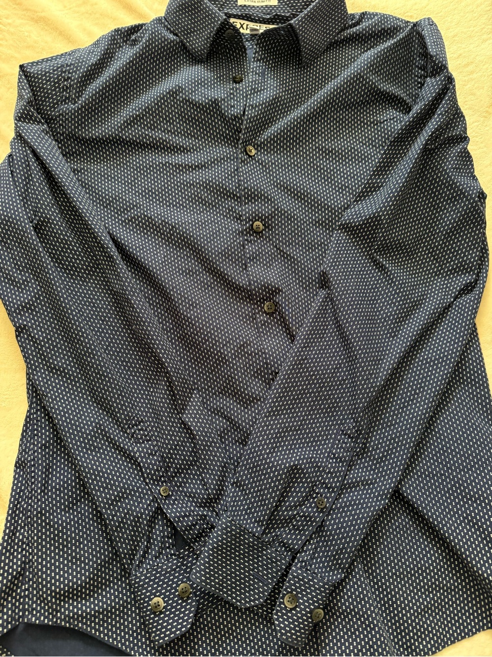 Slim Fit Navy Dot Button-Up Shirt - Express